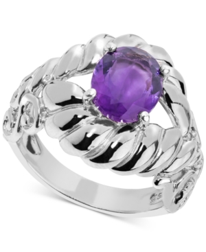 image of Amethyst Rope-Style Ring (2 ct. t.w.) in Sterling Silver