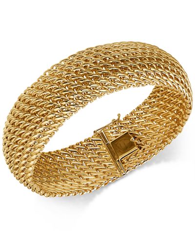 gold italian bracelet 14k wide riso link jewelry bracelets