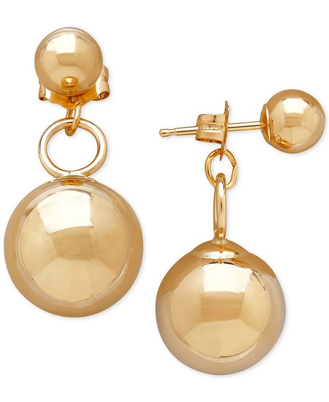 Macy's Polished Ball Front and Back Earrings in 14k Gold & Reviews