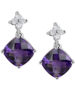 image of Amethyst (4-1/2 ct. t.w.) & Diamond (1/5 ct. t.w.) Drop Earrings in 14k White Gold