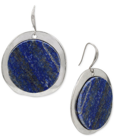 Robert Lee Morris Soho Silver-Tone Blue Stone Circular Drop Earrings