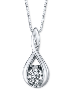 image of Sirena Diamond Twist Pendant Necklace in 14k White Gold (1/8 ct. t.w.)