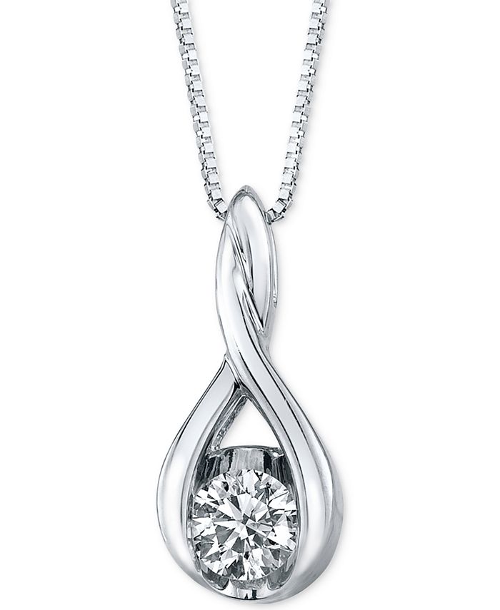 Sirena Diamond Twist Pendant Necklace in 14k White Gold 1 8 ct