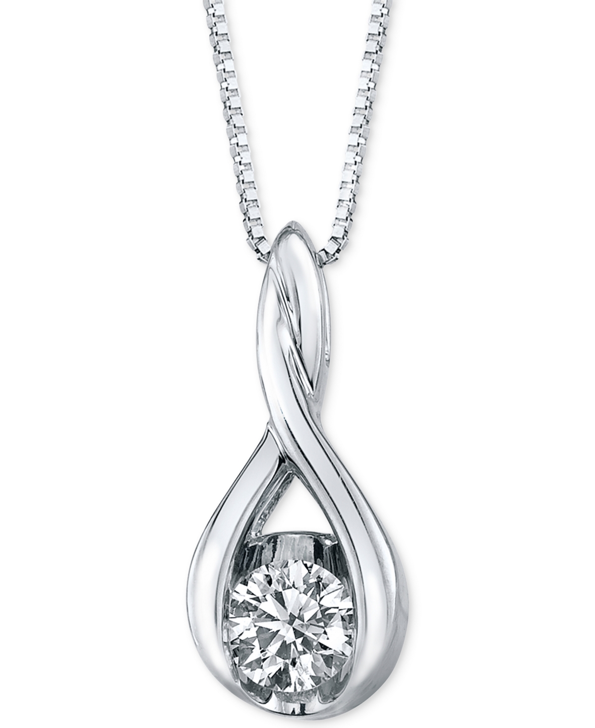Diamond Twist Pendant Necklace in 14k White Gold (1/8 ct. t.w.) - White Gold