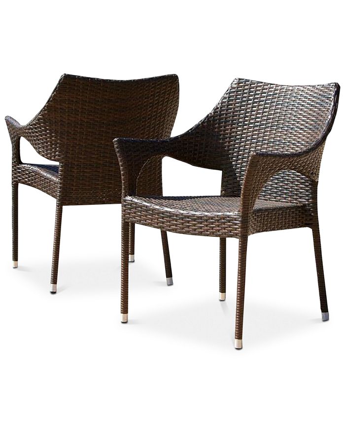 Noble House - Set of 2 Chiese Wicker Chairs, Quick Ship