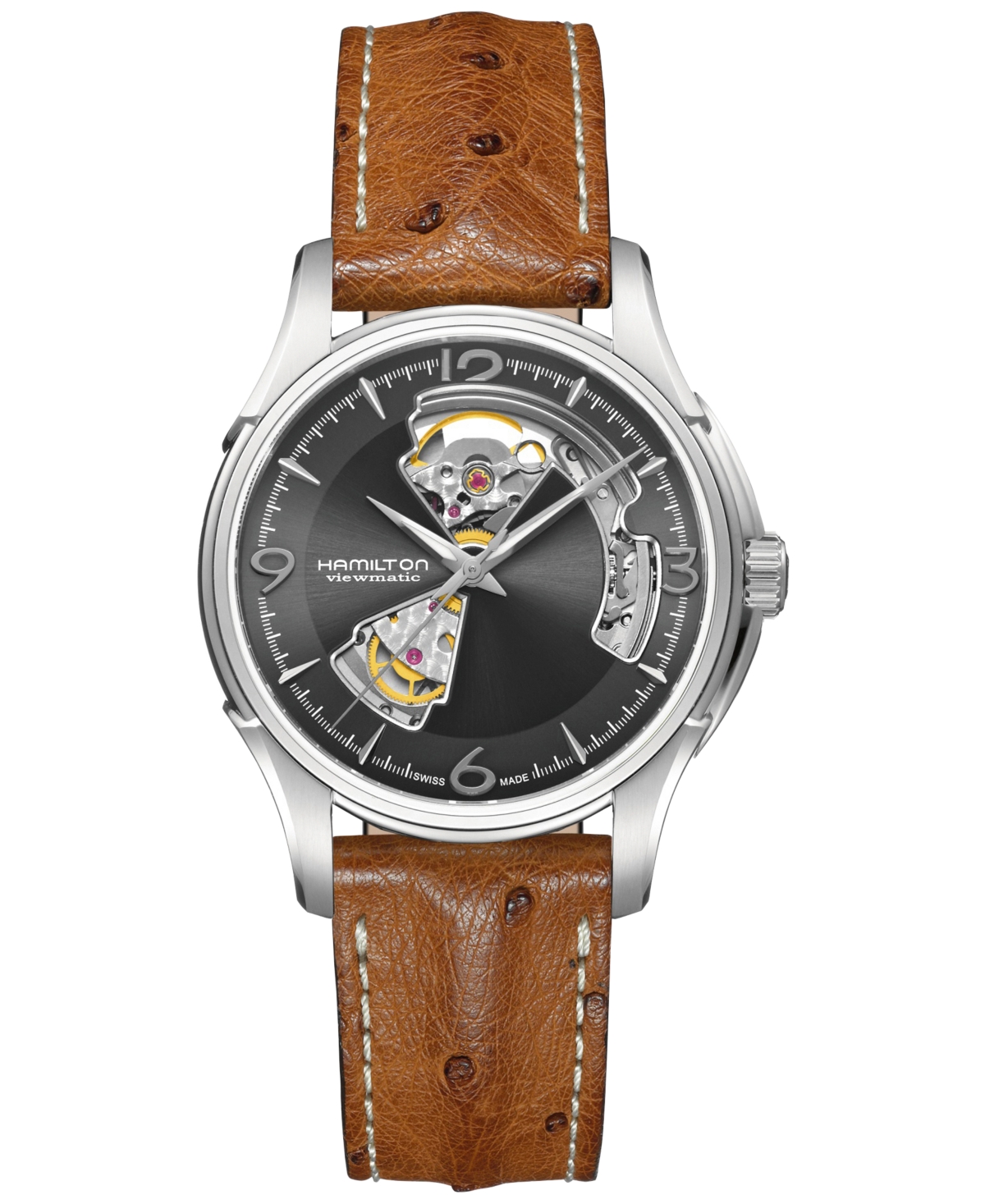Men's Swiss Automatic Jazzmaster Brown Leather Strap Watch 40mm - Brown