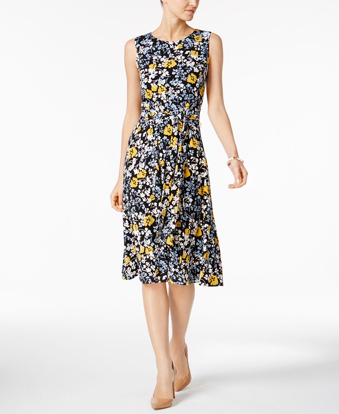 Charter Club Petite Printed Fit & Flare Dress, Created for Macy's - Macy's
