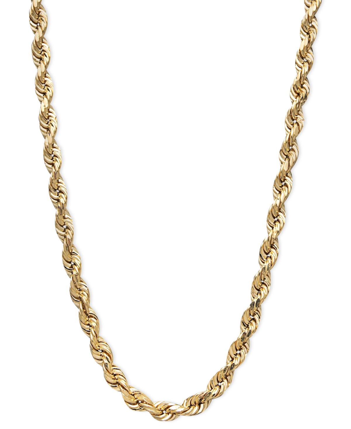 Shop Macy's Diamond Cut Rope Chain 20" Necklace (3mm) In 14k Yellow Gold