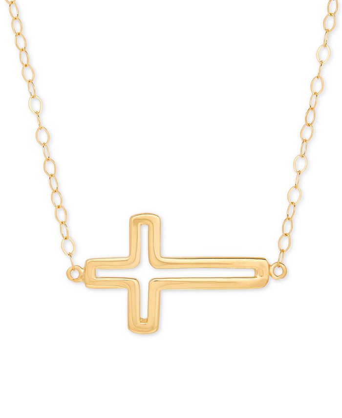 Macy's Horizontal Cross Pendant Necklace in 14k Gold & Reviews