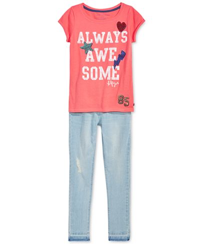 Tommy Hilfiger Always Awesome Cotton T-Shirt & Distressed Skinny Jeans Seperates, Big Girls (7-16)