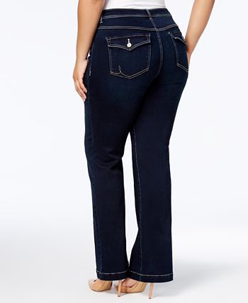 INC International Concepts Women's Curvy Bootcut Tummy Control Jeans Blue Size 0 Petite