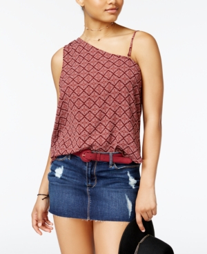 7 Sisters Juniors Printed One-Shoulder Top