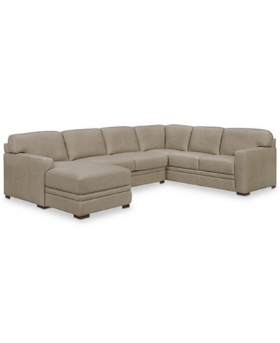 Avenell 3-Pc. Leather Sectional with Chaise, Created for Macy&#39;s - Furniture - Macy&#39;s