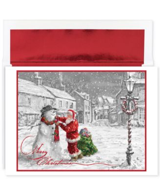 Masterpiece Studios - Santa & Snowman Boxed Holiday Greeting Cards With Envelopes, Set Of 18