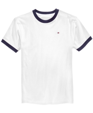 Shop Tommy Hilfiger Big Boys Contrast Trim Embroidered Logo Ken Tee In White
