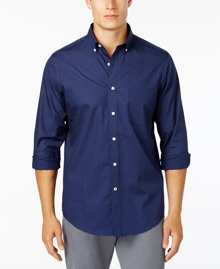 Club Room Men's Dot-Print Stretch Shirt, Created for Macy's - Macy's
