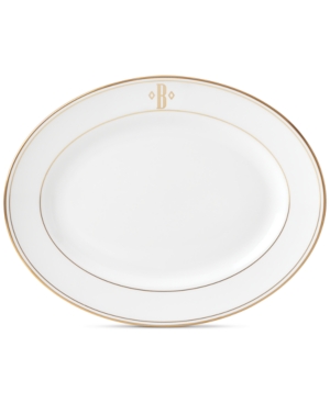 Lenox Federal Gold Monogram Oval Platter Block Letters