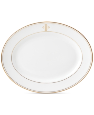 Lenox Federal Gold Monogram Oval Platter Block Letters