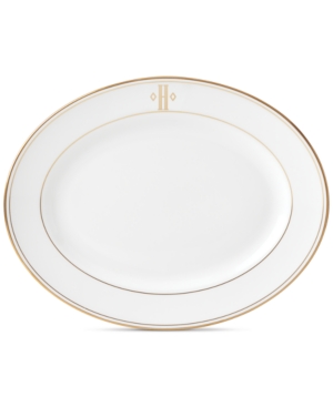 Lenox Federal Gold Monogram Oval Platter Block Letters