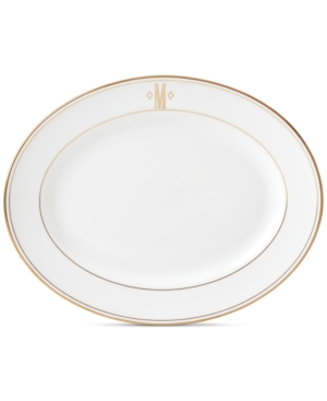 Lenox Federal Gold Monogram Oval Platter Block Letters