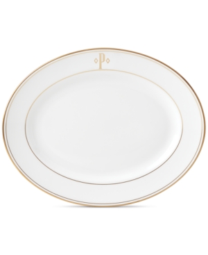Lenox Federal Gold Monogram Oval Platter Block Letters