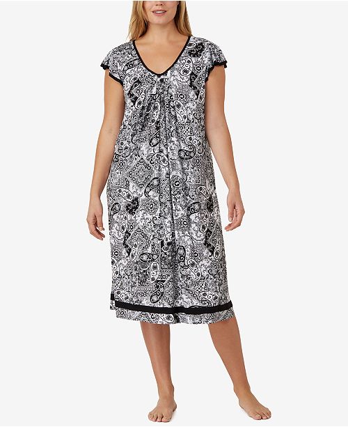 Ellen Tracy Plus Size Printed Knit Ballet-Length Nightgown & Reviews ...