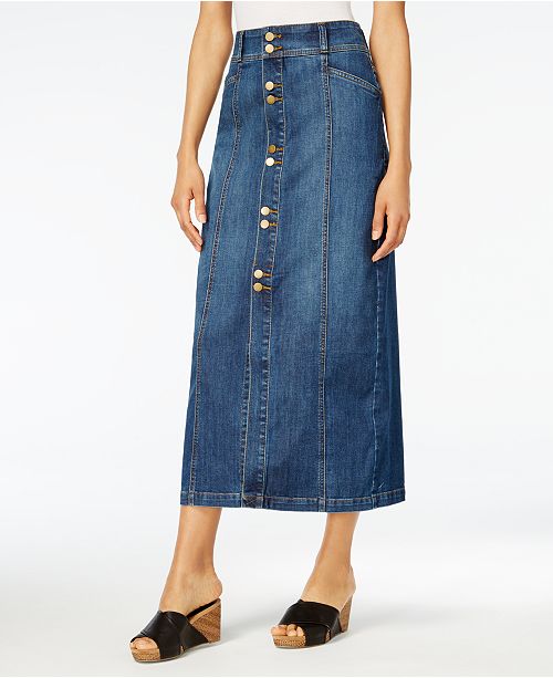 Style & Co ButtonFront Midi Denim Skirt, Created for Macy's Skirts