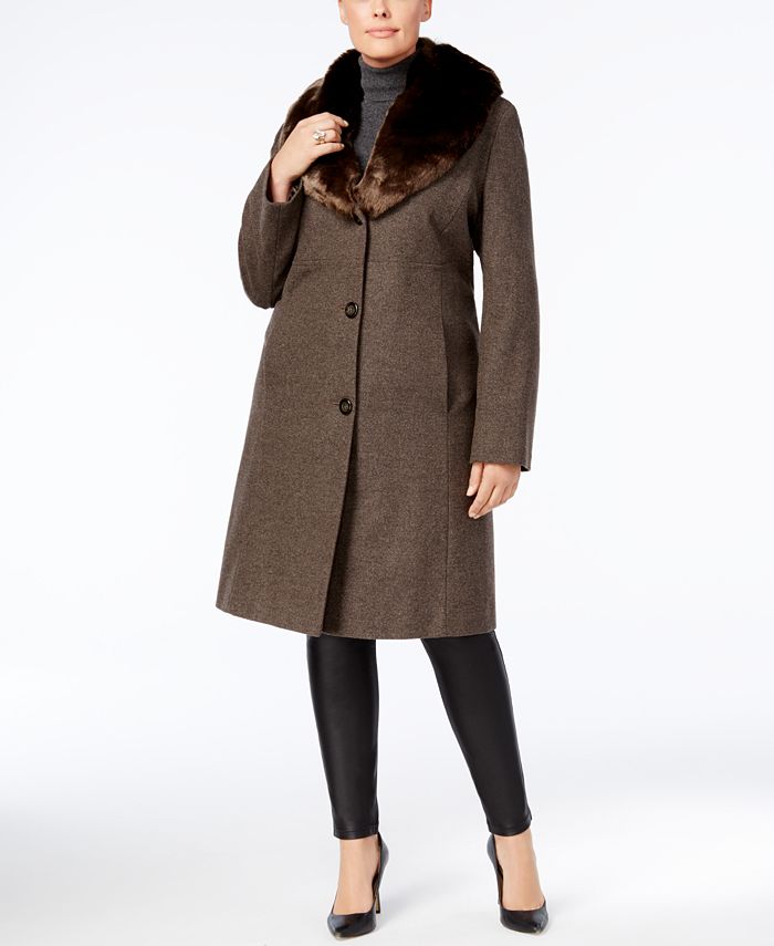 Jones new york shop faux fur walker coat