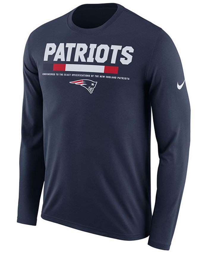 Nike Men's New England Patriots Legend Staff Long Sleeve T-Shirt - Macy's