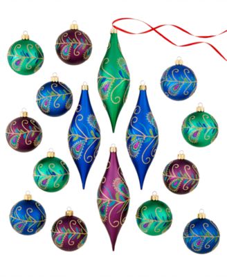 Christmas ornaments sold peacock set