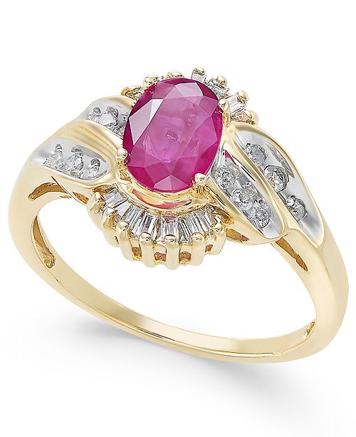 Macy S Ruby 1 Ct T W Diamond 1 3 Ct T W Ring In 14k Gold Reviews Rings Jewelry Watches Macy S