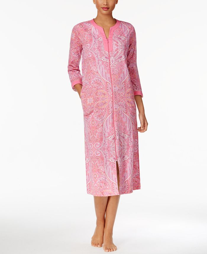 Miss Elaine Printed Knit ZipFront Robe Macy's
