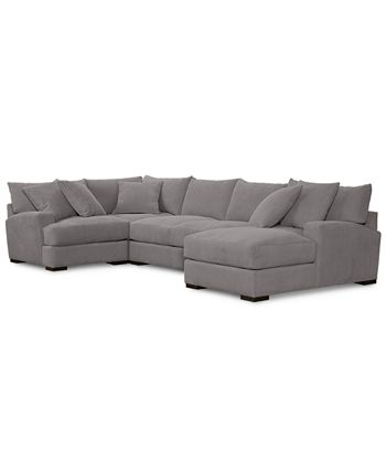Furniture - Rhyder 4-Pc. 80'' Fabric Sectional with Chaise, Only at Macy's