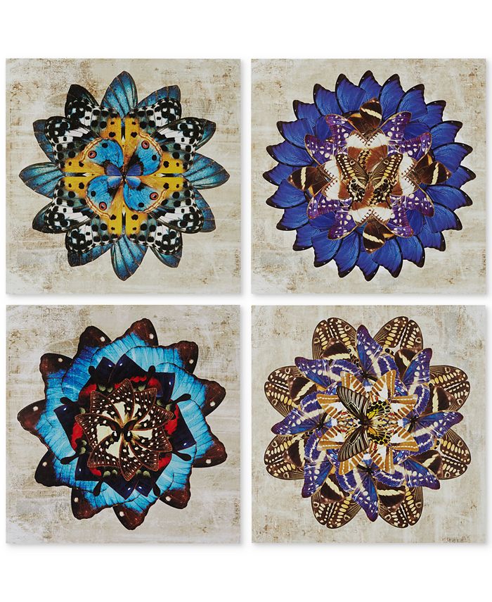 JLA Home Madison Park Butterfly Mandalas 4Pc. GelCoated Canvas Print