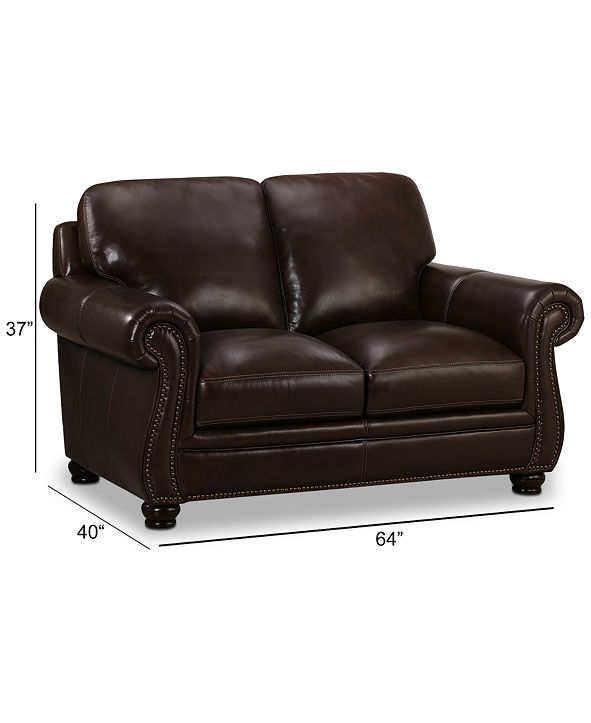 Furniture Roselake 64" Leather Loveseat, Created for Macy's & Reviews