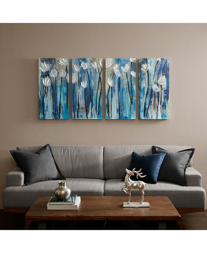 INK+IVY - Ocean Breeze Blossom 4-Pc. Gel-Coated Canvas Print Set