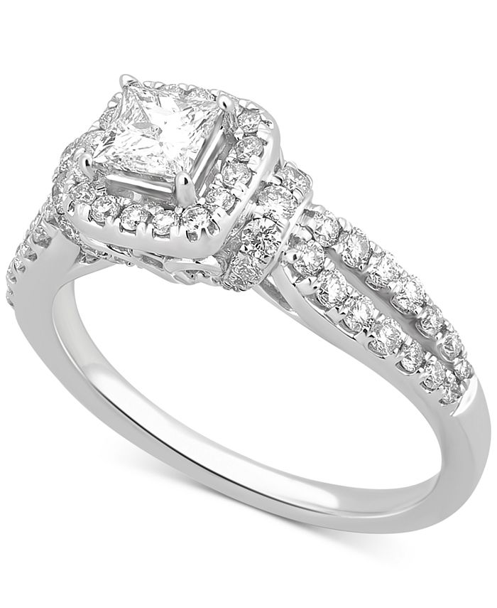 Macy's Diamond Halo Engagement Ring (1 ct. t.w.) in 14k White Gold - Macy's