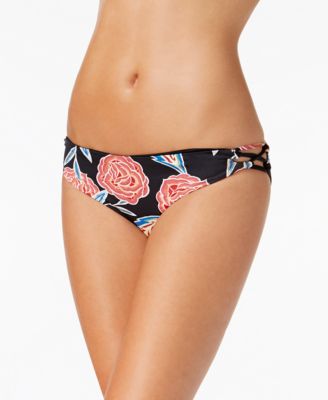Roxy - Rose-Print Reversible Lace-Up Bikini Bottoms