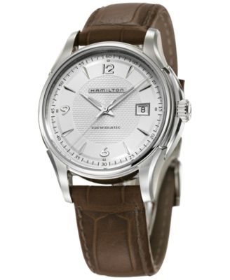 Men's Swiss Automatic Jazzmaster Viewmatic Brown Leather Strap Watch 40mm H32515555