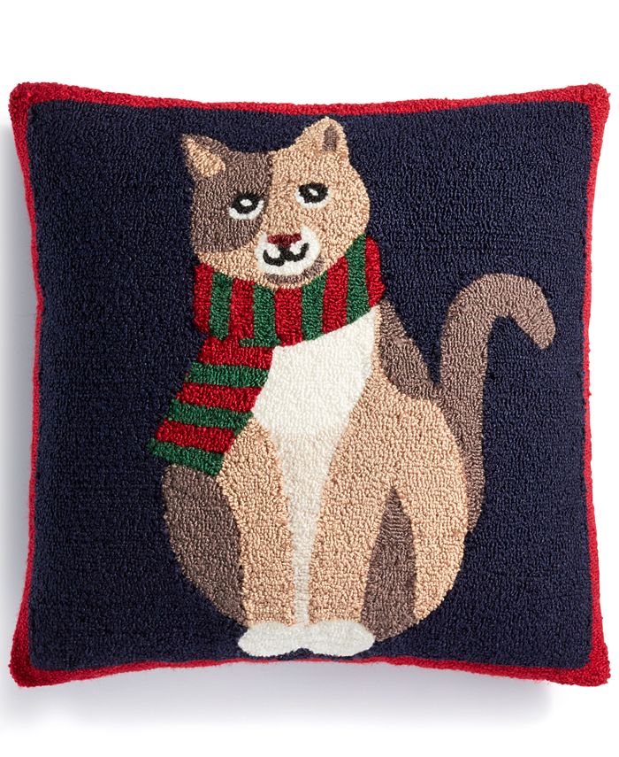 Martha Stewart Collection Chilly Cat 18" Square Decorative Pillow