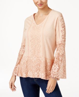 Style & Co Petite Lace-trim Peplum Top, Created For Macy's & Reviews 