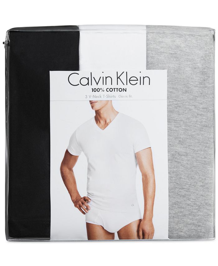 Calvin Klein Men's Cotton Classics Short Sleeve V-Neck T-Shirts Classic ...