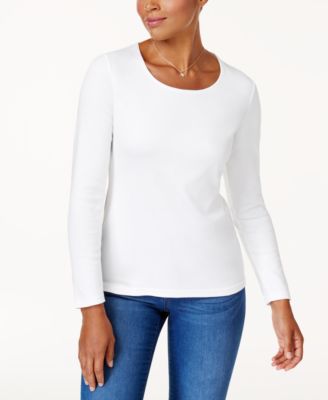Karen Scott - Petite Cotton Long-Sleeve T-Shirt