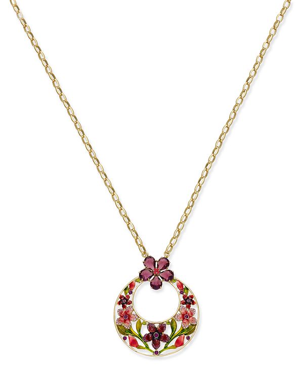 kate spade new york 12k GoldPlated Crystal Flower Pendant Necklace