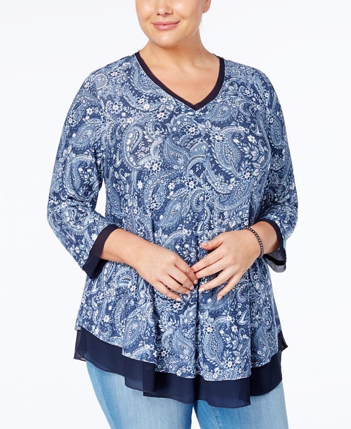 Style & Co Plus Size Layered-Look Swing Top, Created for Macy's - Macy's