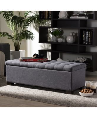 Roanoke Grid-Tufting Storage Ottoman Bench
