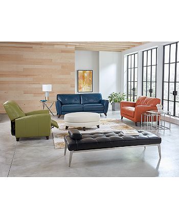 Furniture - Myia Leather Oval Ottoman, Only at Macy's