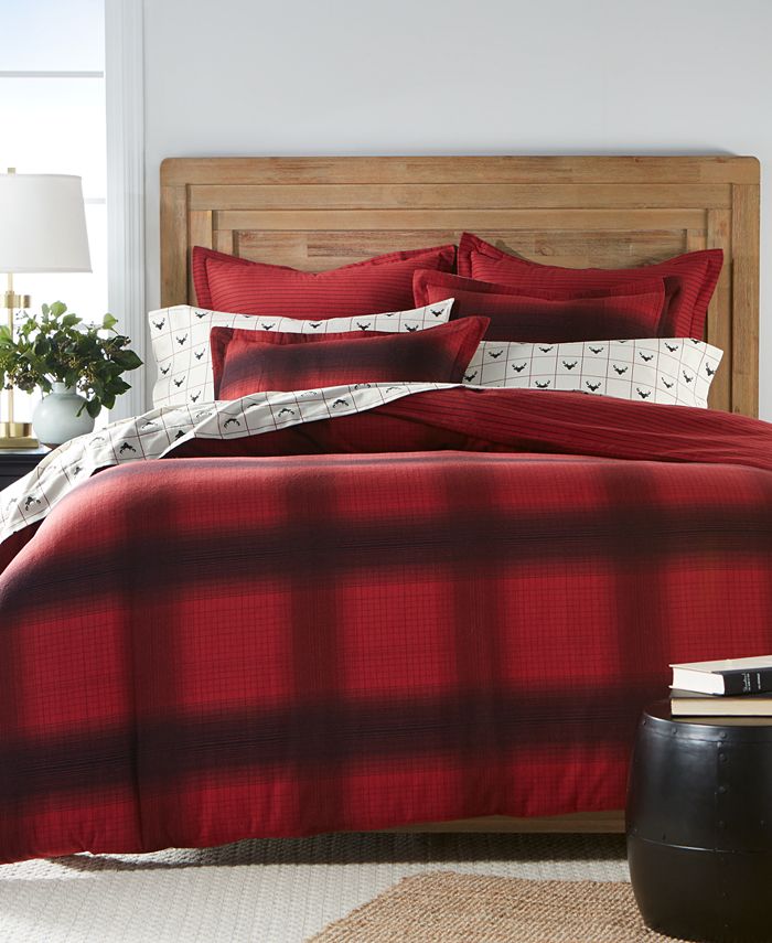 Martha Stewart Collection CLOSEOUT! 100 Cotton Reversible Ombré Plaid