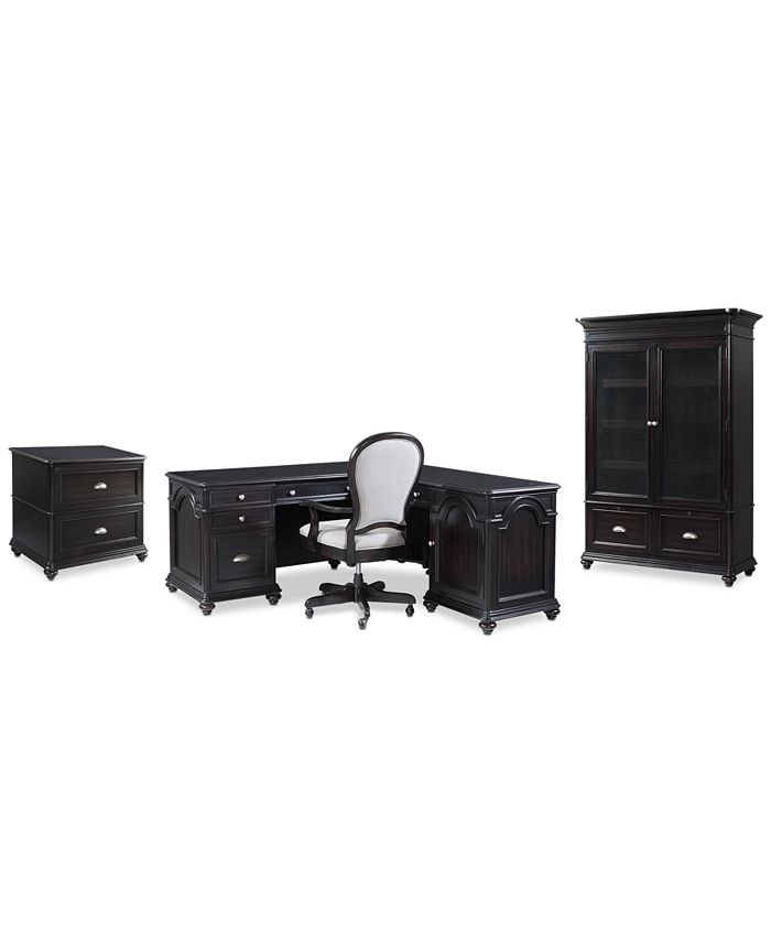 Furniture Clinton Hill Ebony Home Office Furniture Set, 4Pc. Set (L