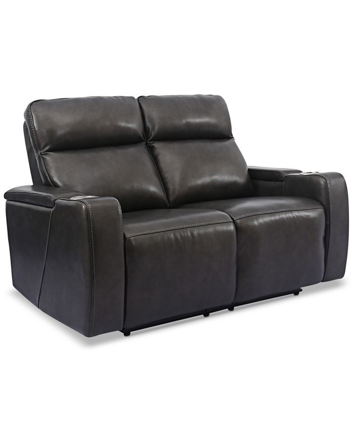 Furniture Oaklyn 61" Leather Loveseat With Power Recliners, Power